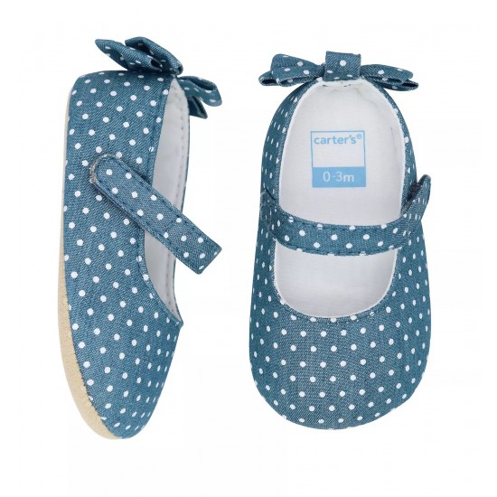 Carter s Chambray Bow Maryjane Crib Shoes Baby Girls Carter s